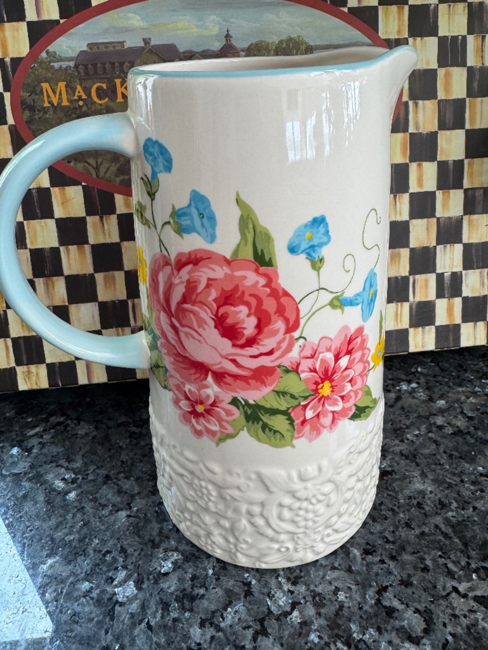 PRETTY PIONEER WOMAN SWEET ROSE PITCHER 2.1 Quart Stoneware Never Used
